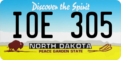 ND license plate IOE305