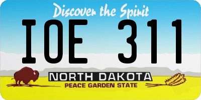ND license plate IOE311