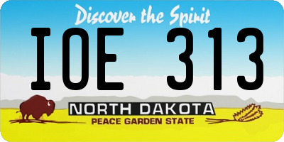 ND license plate IOE313