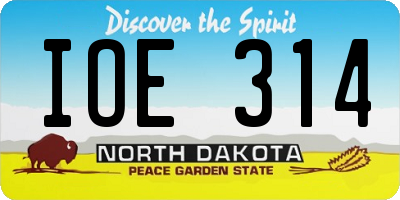ND license plate IOE314