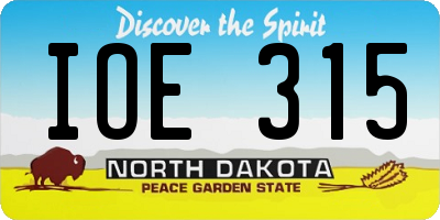 ND license plate IOE315