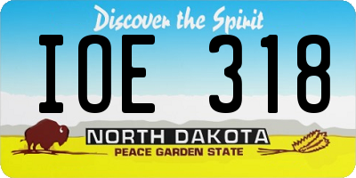 ND license plate IOE318