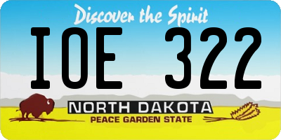 ND license plate IOE322