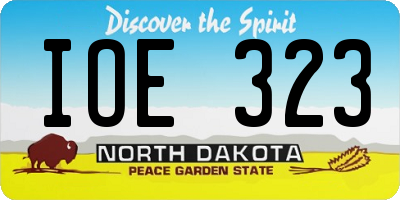 ND license plate IOE323