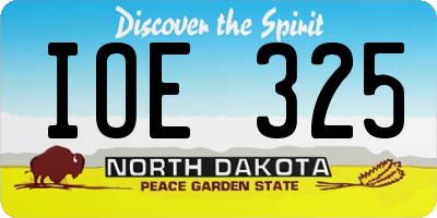 ND license plate IOE325
