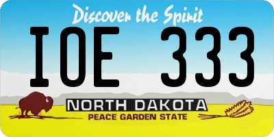 ND license plate IOE333