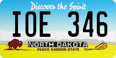 ND license plate IOE346