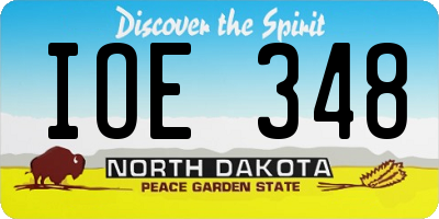 ND license plate IOE348