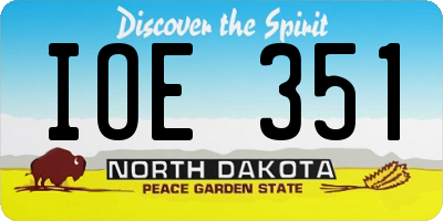 ND license plate IOE351