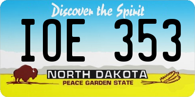 ND license plate IOE353