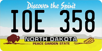 ND license plate IOE358