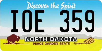 ND license plate IOE359