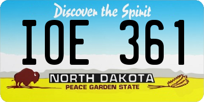 ND license plate IOE361