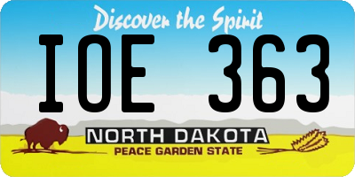ND license plate IOE363