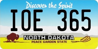 ND license plate IOE365