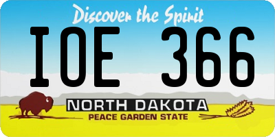 ND license plate IOE366