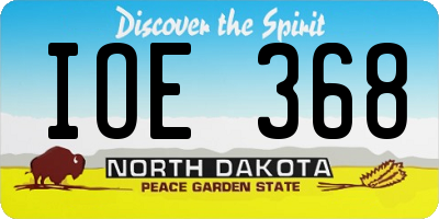ND license plate IOE368