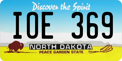 ND license plate IOE369