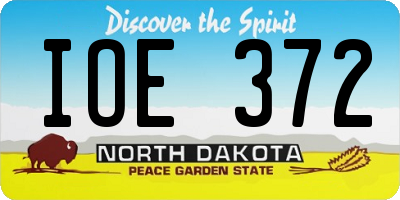 ND license plate IOE372
