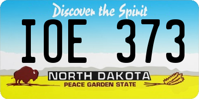 ND license plate IOE373