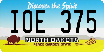 ND license plate IOE375