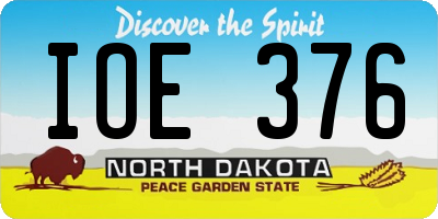 ND license plate IOE376