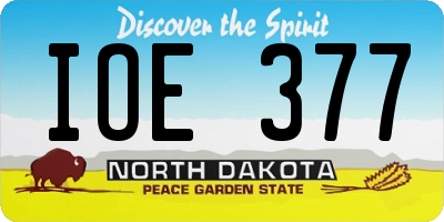 ND license plate IOE377