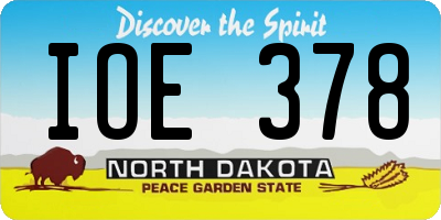 ND license plate IOE378