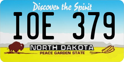 ND license plate IOE379
