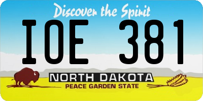 ND license plate IOE381