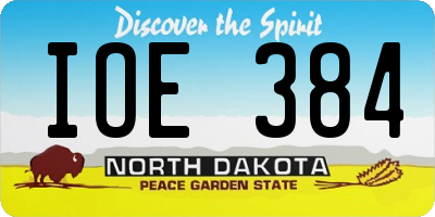 ND license plate IOE384