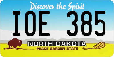 ND license plate IOE385