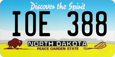 ND license plate IOE388