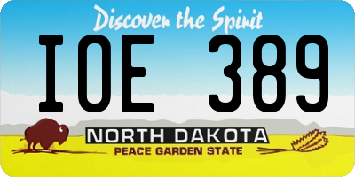 ND license plate IOE389