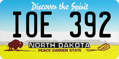 ND license plate IOE392