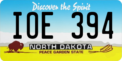 ND license plate IOE394