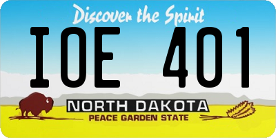 ND license plate IOE401