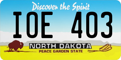 ND license plate IOE403