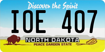 ND license plate IOE407
