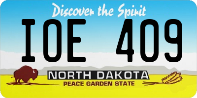 ND license plate IOE409