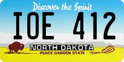ND license plate IOE412