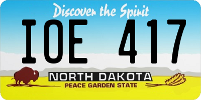 ND license plate IOE417