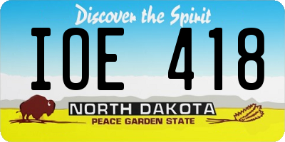 ND license plate IOE418