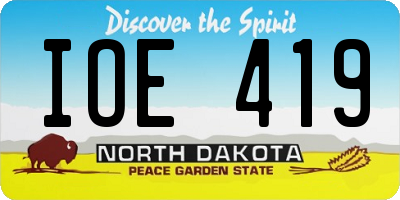 ND license plate IOE419