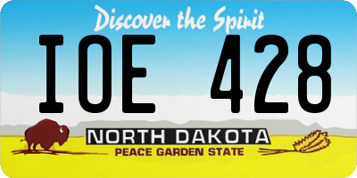 ND license plate IOE428