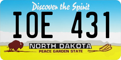 ND license plate IOE431