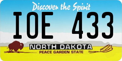 ND license plate IOE433