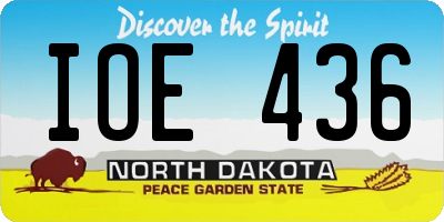 ND license plate IOE436