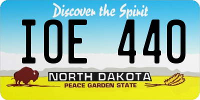 ND license plate IOE440