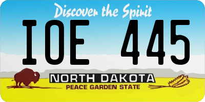 ND license plate IOE445